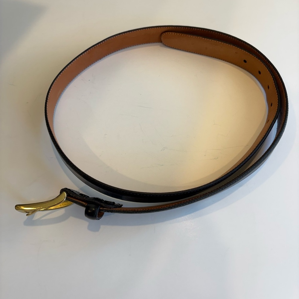 Martin Dingman  Milled Finish Leather  Black W/ Solid Brass Gold Buckle 40